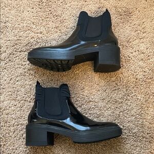 Zara Shiny Black Ankle Booties